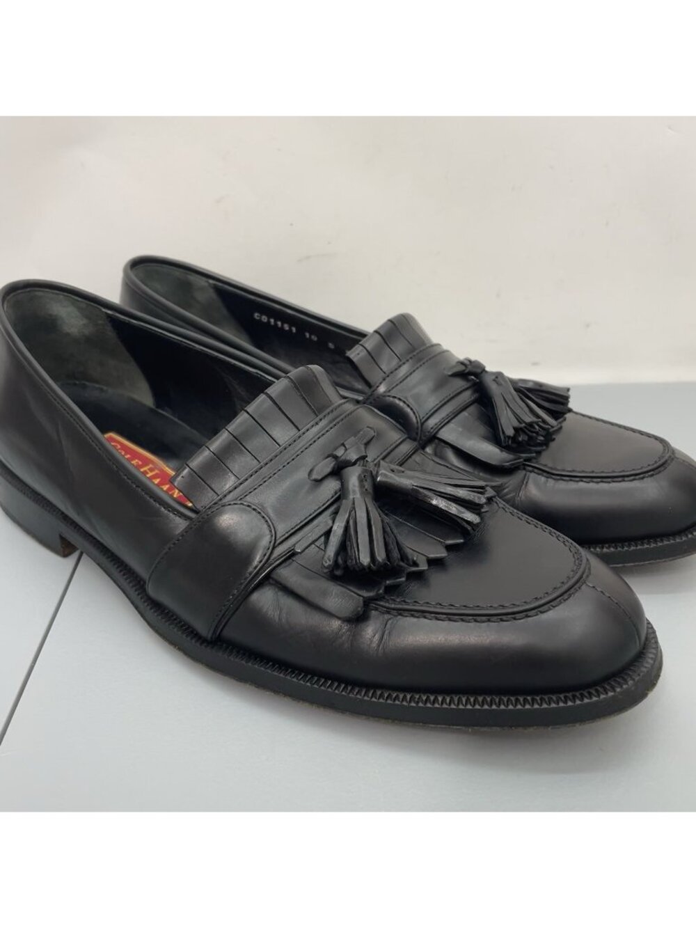 Vintage Cole Haan City Kiltie Tassel Loafers Shoes Italian Black Leather Mens 10